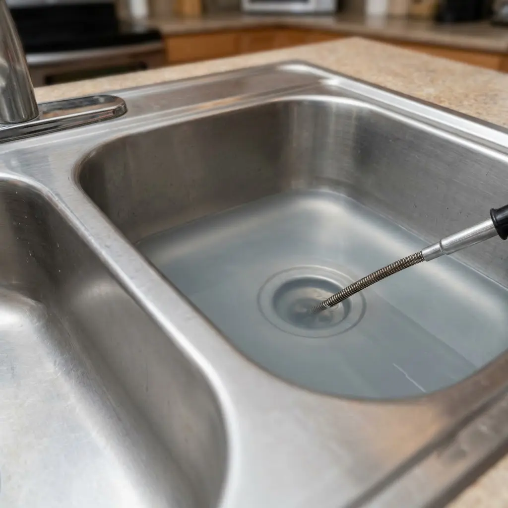 Kitchen sink drain snaking service