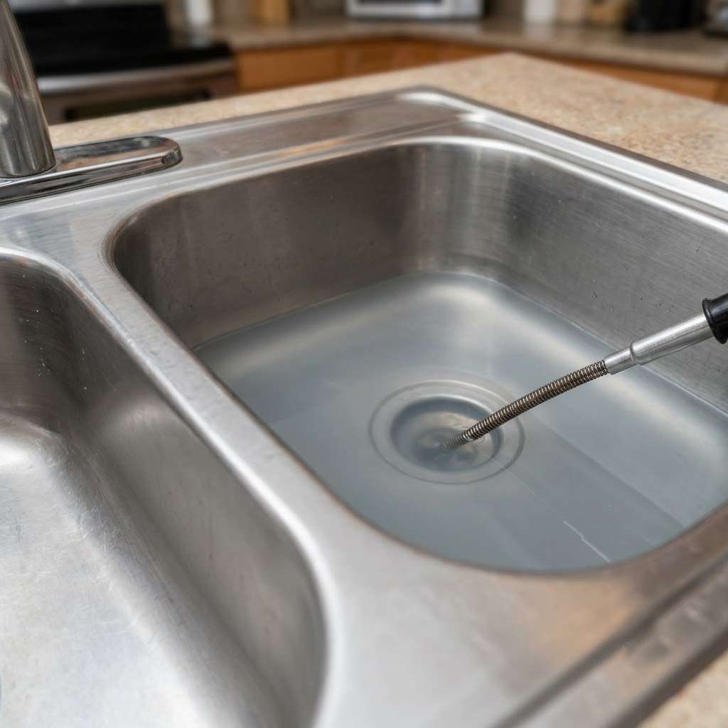 Kitchen sink drain snaking service