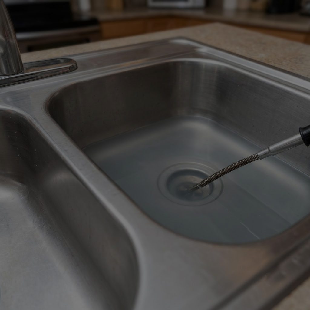 Kitchen sink drain cleaning cable